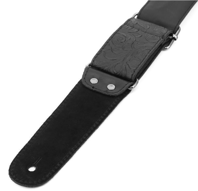 Guitar Strap, Printed Leather Guitar Strap PU Leather Western Vintage 60's Retro Guitar Strap with Genuine Leather Ends for Electric Bass Guitar,Wide Adjustment Range, with Tie,Include 2 Picks,Black