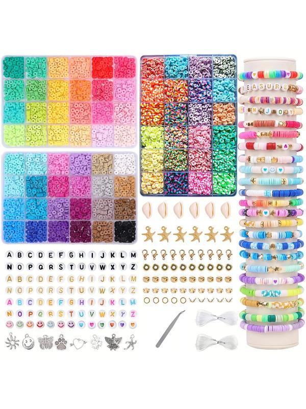 Random Color Soft Clay Beads Kit, DIY Jewelry Making Kit, Jewelry Making Accessories for Bracelet Necklace Earrings