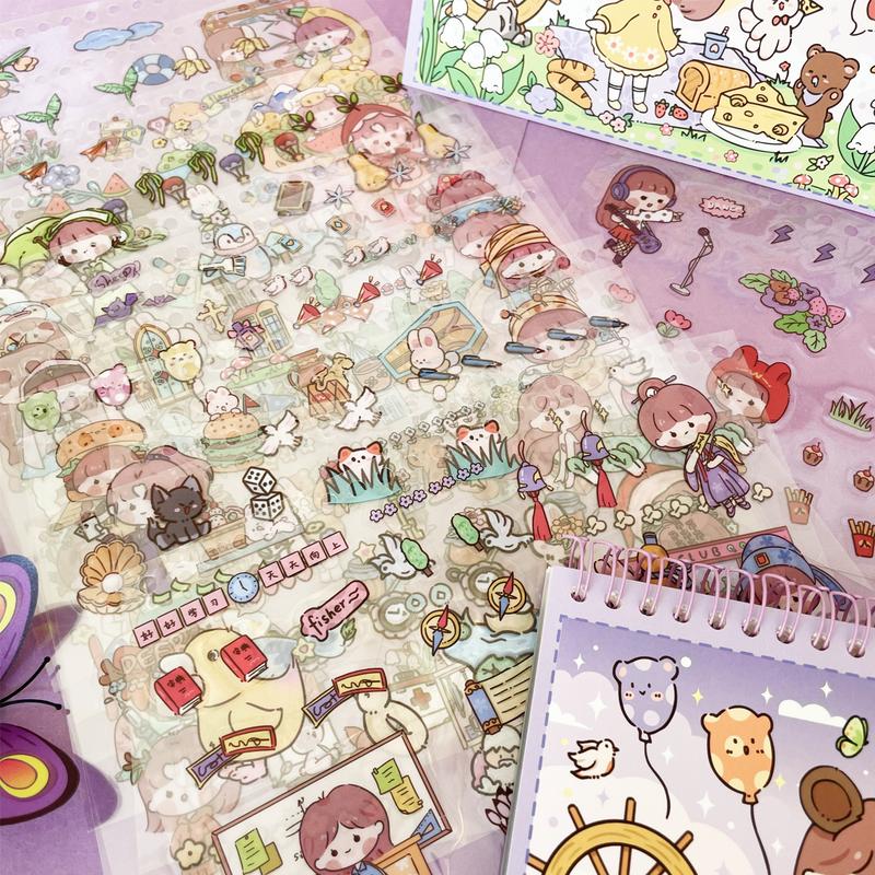 Cute Waterproof PET Sticker Book with 1000+ Anime Waterproof Stickers for Scrapbooking, Journals, and Personalizing Belongings self adhesive decor DIY