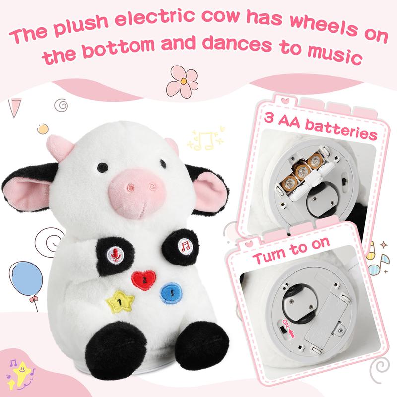 7.48 inch Crawling Cow Animals Toy, Talking Dancing Singing Cow Toy Repeats What You Say