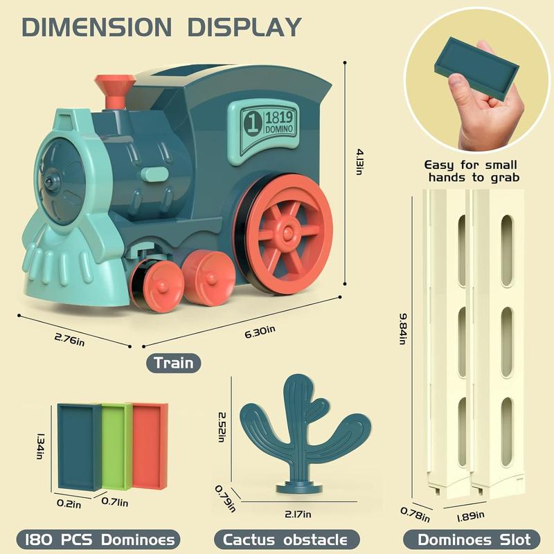 Domino Train Toy Set, Automatic Dominos Train, Electric Dominoes Machine Train Toy Set with Sounds, Christmas Birthday Gifts for Boys Girls Family Games Dominos Dominoes