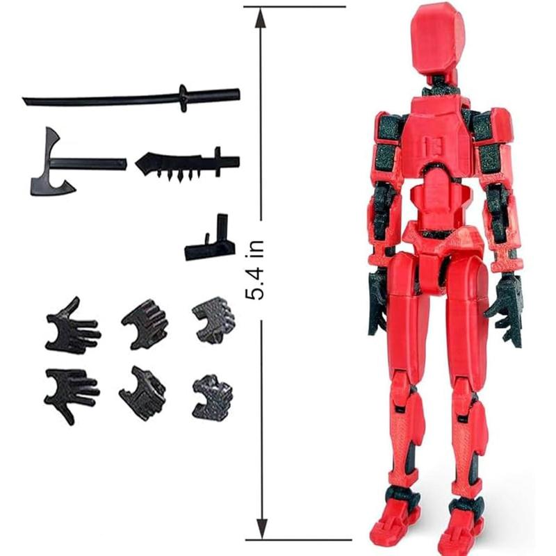 T13 Action Figures Set Lucky Dummy Nova 13 Action Figure Robot Anime Stick Figures Fidget Toys for Boys Multi Movable Joints Gifts Toys for Kids (White+Black+Blue+Red)