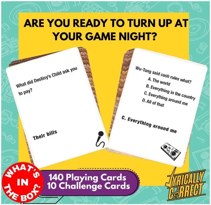 Lyrically Correct Music Trivia Card Game | Multi-Generational Family Gatherings, Adult Game Night and Fun Trivia (90's and 2000's Hip Hop and R&B)