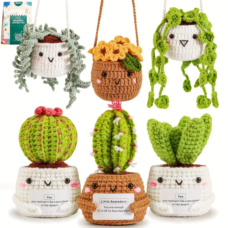 6-PC Emotional Support Succulent Crochet Kit - Crochet Kits for Beginners with Step-by-Step Video Lessons, Crochet Accessories, and Easy-to-Follow Instructions for a Relaxing Hobby Experience