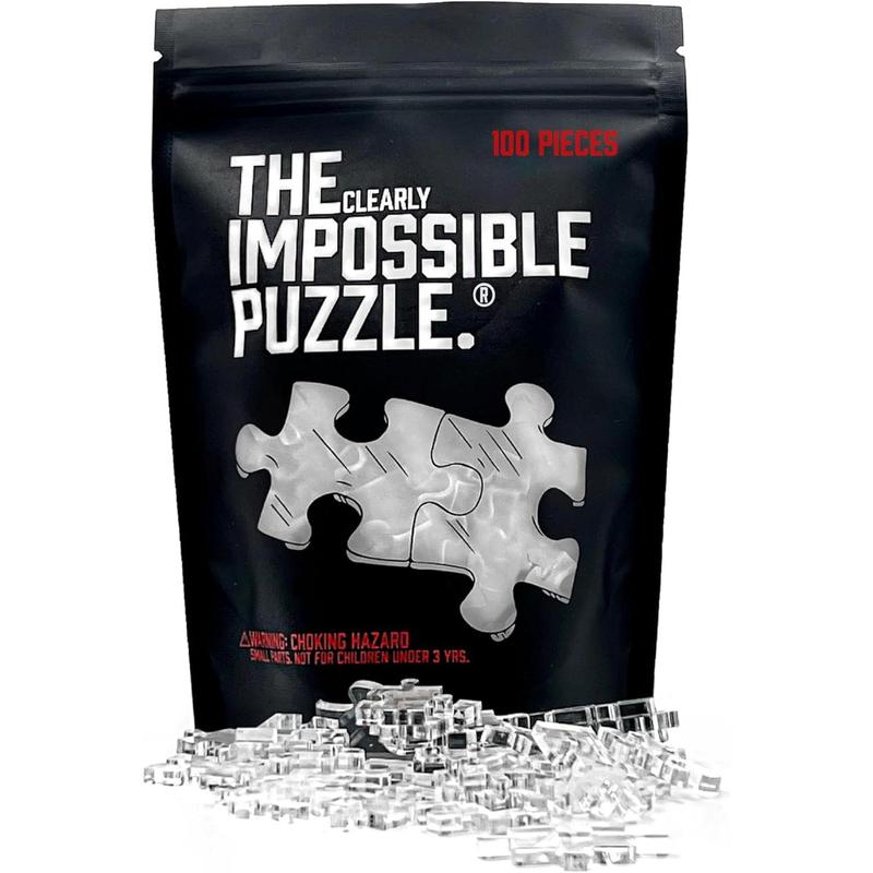 The Clearly Impossible Puzzle  100, 200, 500, 1000 Pieces Hard Puzzle for  Cool Difficult Puzzles Clear Hardest Puzzle - Difficult Funny Puzzle for  (100)