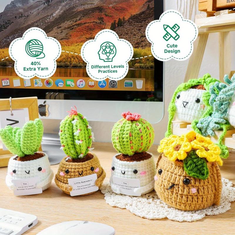 6-PC Emotional Support Succulent Crochet Kit - Crochet Kits for Beginners with Step-by-Step Video Lessons, Crochet Accessories, and Easy-to-Follow Instructions for a Relaxing Hobby Experience