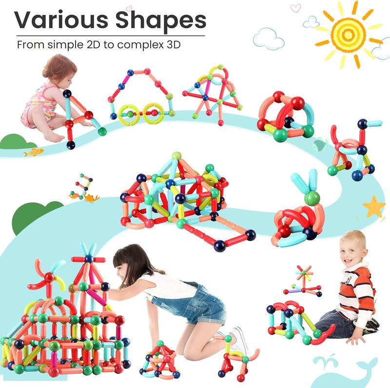 Magnetic Building Blocks for Kids Ages 4-8, STEM Construction Toys for Boys and Girls, Large Size Magnetic Sticks and Balls Game Set for Kids Early Educational Learning (25PCS)