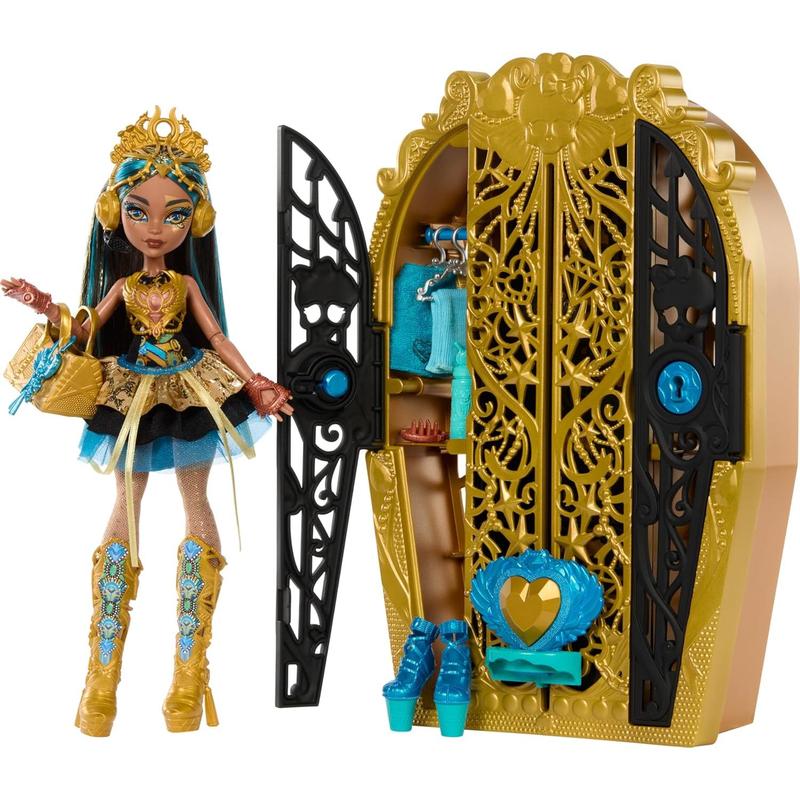 Monster High Skulltimate Secrets Doll & Accessories Set, Monster Mysteries Cleo De Nile with Dress-Up Closet & 19+ Surprises Including Clothes