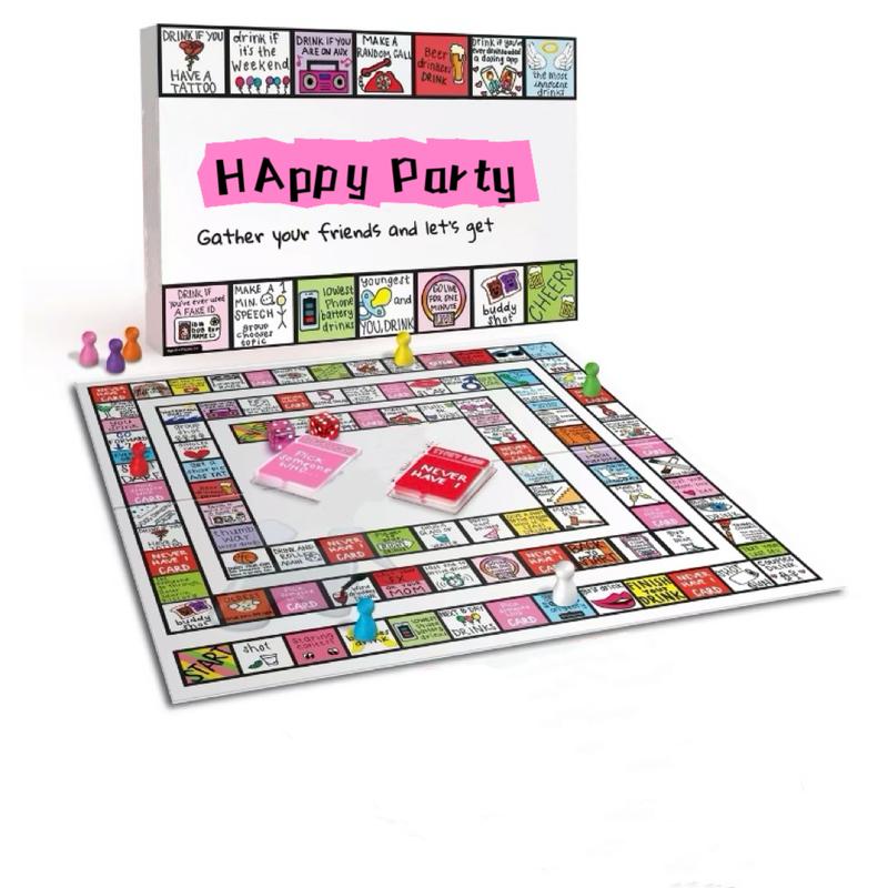 Happy Party Board Game-Fun Drinking Game Perfect for Girl's Night, Bachelorette Party, Christmas Party