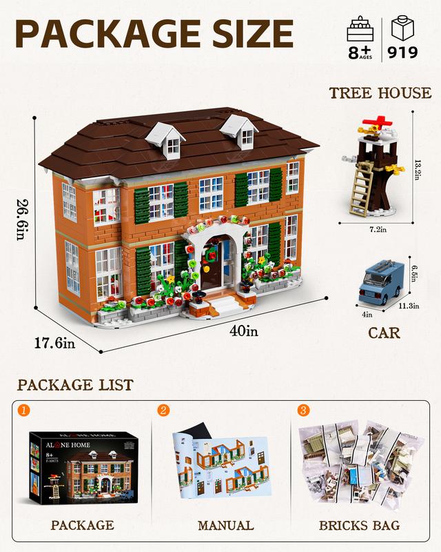 Alone Home Building Set, Alone Home House Building Kits for Adults, Treehouse, Train, Twister Toy, Christmas Holidays Ideas Gift for Kids, Home Decor Office Display Set calendar advent perfect christmas building block christmas building