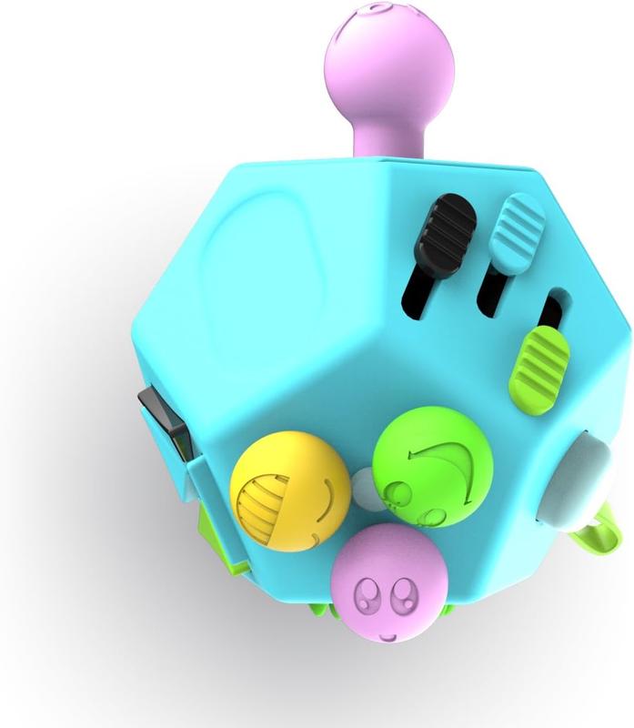 Fidget Dodecagon 12-Side Fidget Toys Cube Relieves Stress and Anxiety Anti Depression Cube for Children and Adults (B3 Blue Sky)