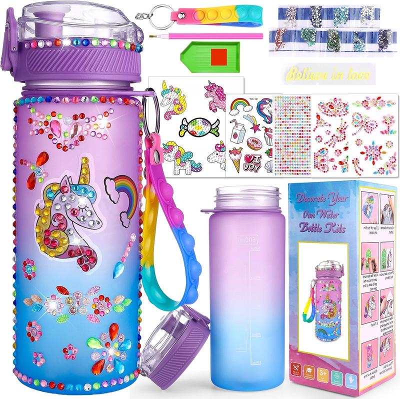 Christmas gift Kids Water Bottle for Girls Toys for Ages 5 6 7, Stickers Decorate Water Bottle Kits, Unicorn Gifts Decorations Water Bottle for Kids Activitie, Arts And Crafts for Kids Ages 8-12