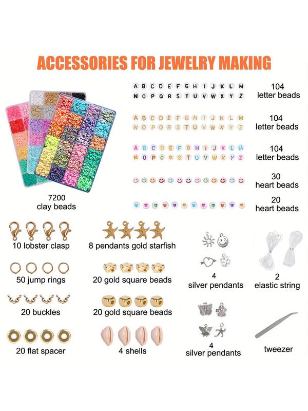 Random Color Soft Clay Beads Kit, DIY Jewelry Making Kit, Jewelry Making Accessories for Bracelet Necklace Earrings