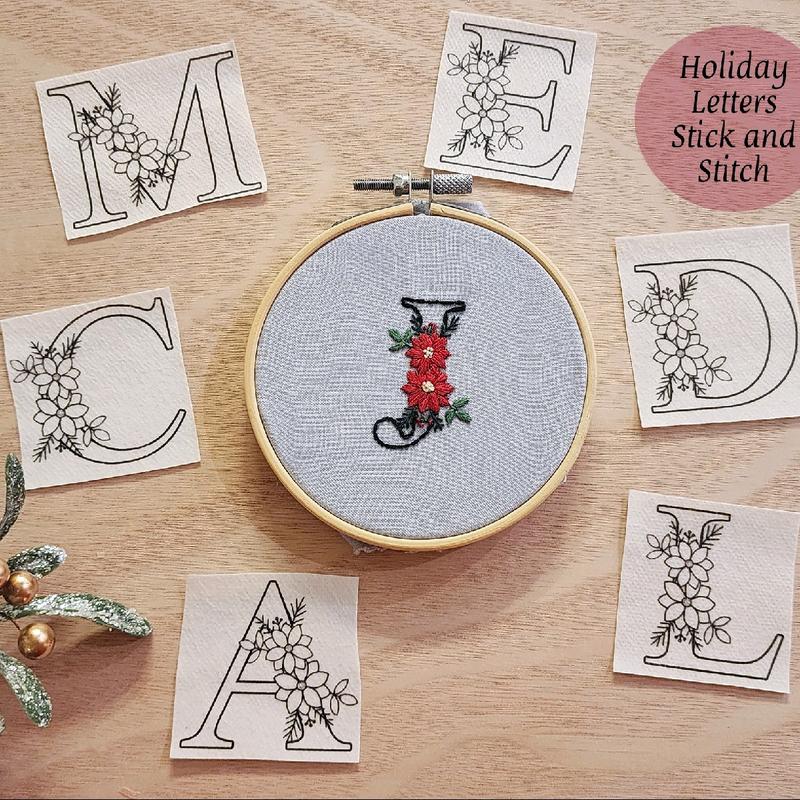 Stick and Stitch Embroidery Christmas Alphabet Pattern for DIY Projects