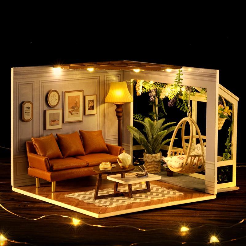 DIY Wooden DIY Miniature House Kit, 1 Box DIY Miniature House Kit, 3D Puzzle, Handmade Birthday Gift for Teenagers and Adults