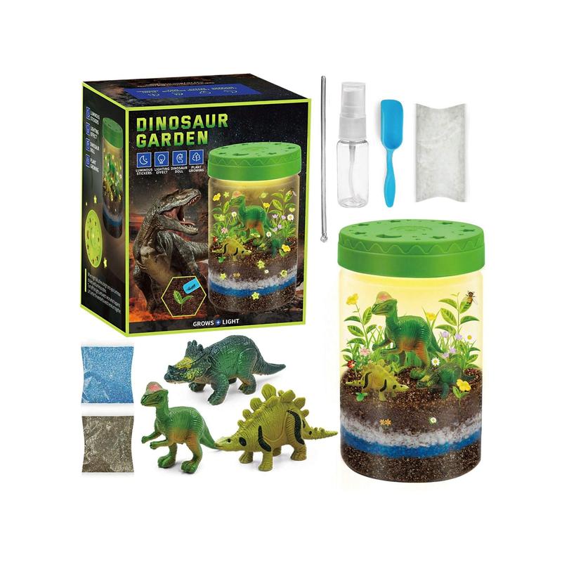 Light-Up Dinosaurs Terrarium Kit For Kids, Glow In Dark Dinosaur Toys For Boys Educational, Science Kit For Kids Ages 4 5 6 7 8-12 Year Old, STEM Birthday Gifts For Boys, Kids Gifts For Boys Girls