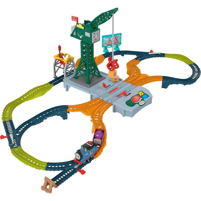 u200BThomas & Friends Motorized Toy Train Set, Talking Cranky Delivery with Track, Sounds & Phrases for Pretend Play Preschool s Ages 3+ Years