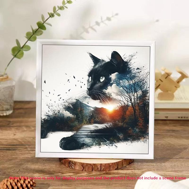 Cat Pattern DIY Diamond Arts Colorful Painting Kit without Frame, DIY 5D Diamond Arts Colorful Painting Kit, Wall Art Decor for Home Living Room Bedroom