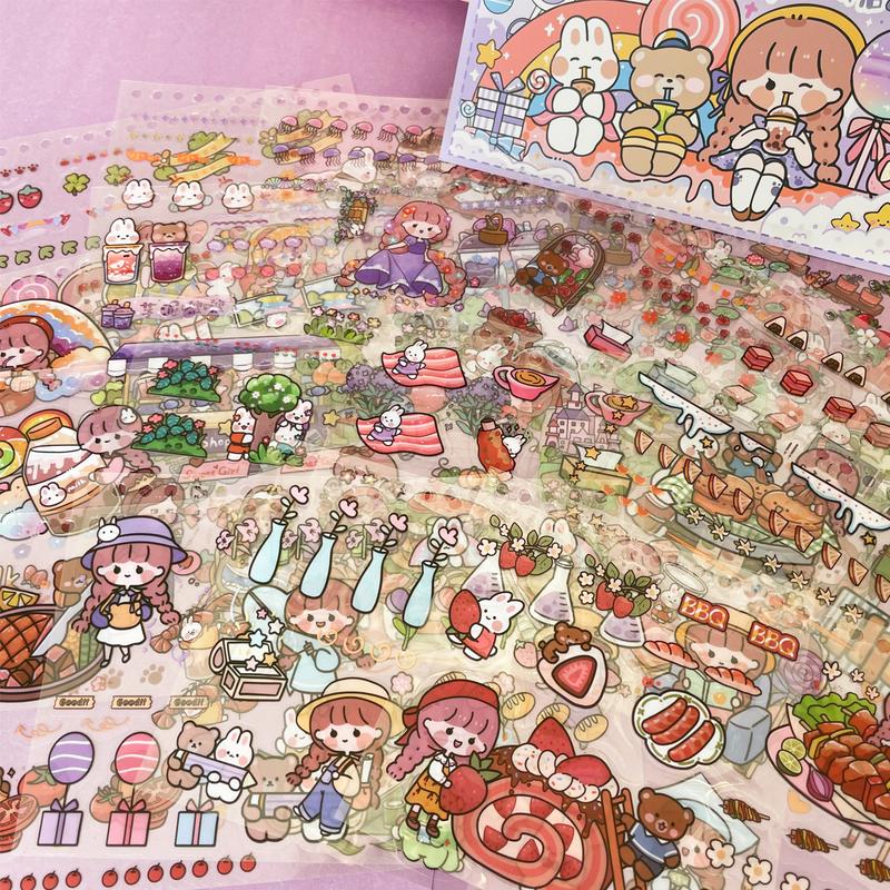 Cute Waterproof PET Sticker Book with 1000+ Anime Waterproof Stickers for Scrapbooking, Journals, and Personalizing Belongings self adhesive decor DIY