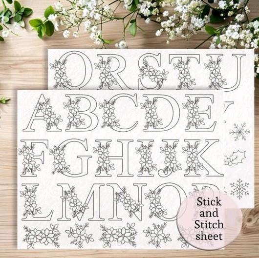 Stick and Stitch Embroidery Christmas Alphabet Pattern for DIY Projects