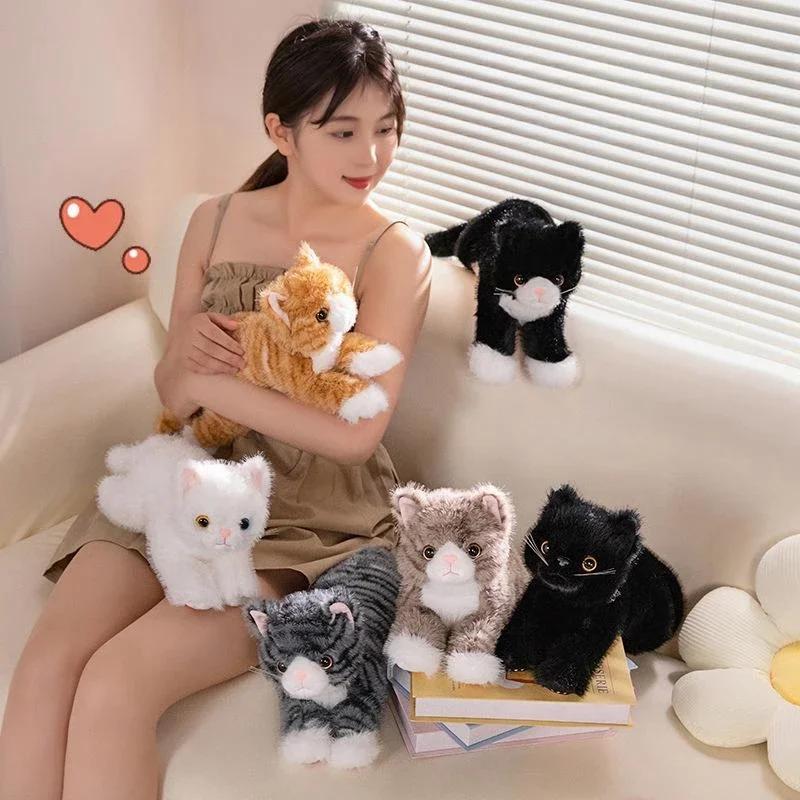 New Cute Simulation Cat Plush Toys Soft Stuffed 5 Colour Kitten Model Fake Cat Realist Animals Kids Girls Valentine's Day Gift