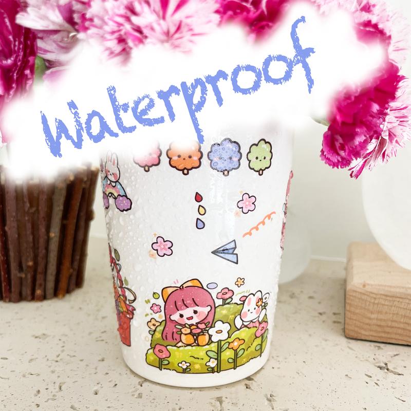 Cute Waterproof PET Sticker Book with 1000+ Anime Waterproof Stickers for Scrapbooking, Journals, and Personalizing Belongings self adhesive decor DIY