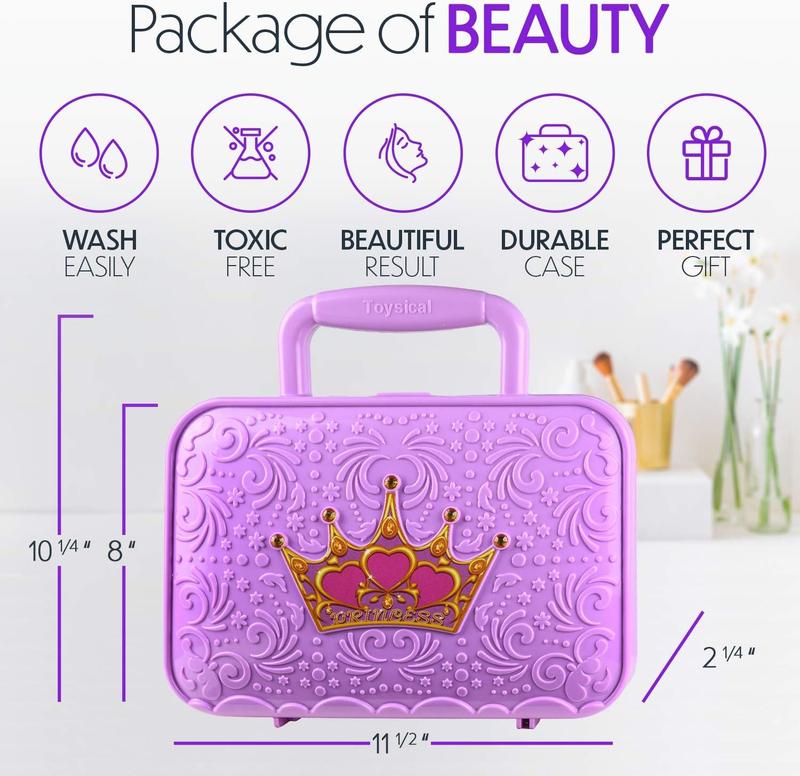 Makeup Kit for Girls, 51 PCS Pretend Makeup Set for Kids, Real Makeup Toys for Girls, Non Toxic, Princess Toys for Girls, Birthday Gift for 3 4 5 6 7 8 9 10 Years Old Children