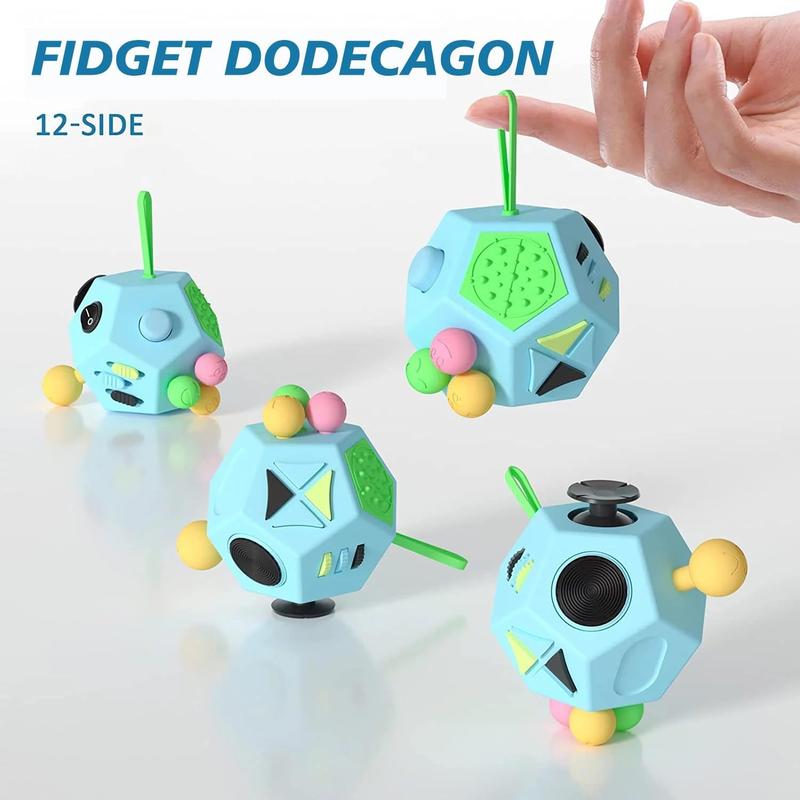 Fidget Dodecagon 12-Side Fidget Toys Cube Relieves Stress and Anxiety Anti Depression Cube for Children and Adults (B3 Blue Sky)