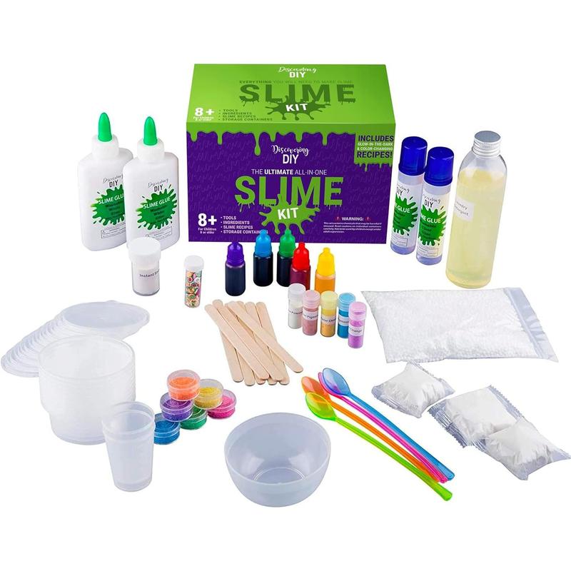 Discovering DIY Slime Kit for Girls and Boys - 52-Piece Slime Making Kit for Kids w Craft Supplies - Makes Unicorn, Cloud, Butter, Galaxy, Mermaid and Slime for Kids