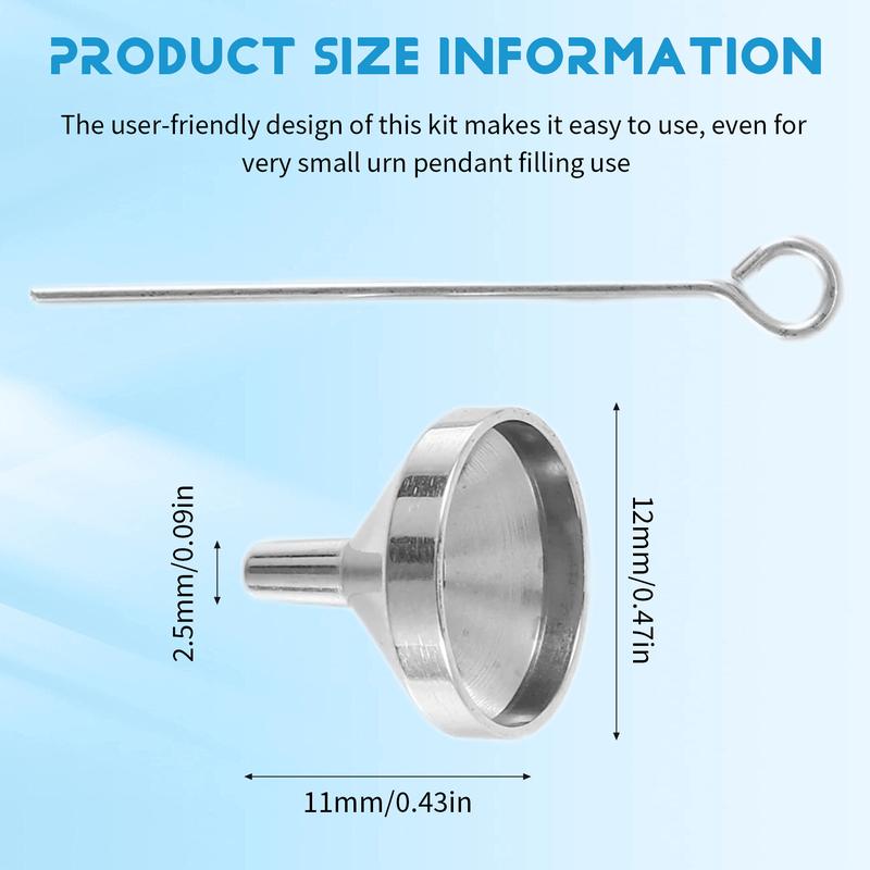 Mini Funnels Set Stainless Steel Urn Funnel Filler Kit for Cremation Jewelry Ashes Keepsakes