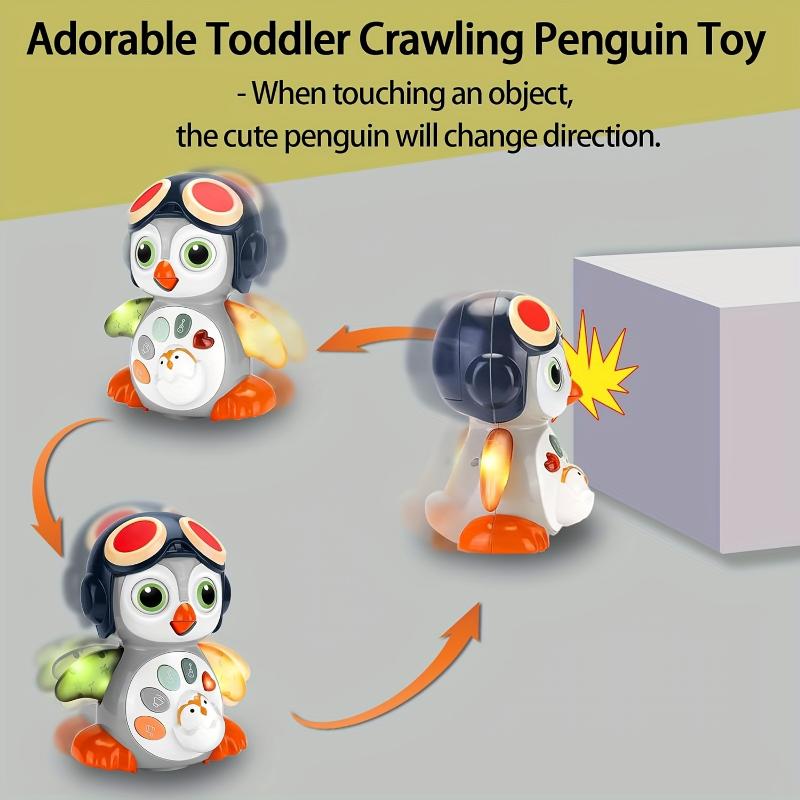 1pc Crawling Penguin Musical Toy, Tummy Time Toy with Music & Lights, Light Up Learning Toy, Dancing Crawling Toy, Learning Crawl Interactive Development Toy, Halloween Christmas Gift