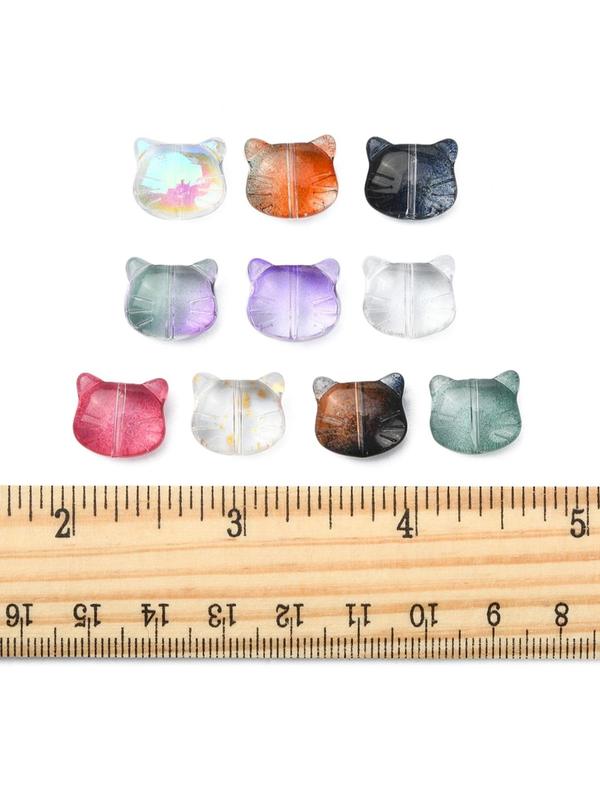 Mixed Color Cat Design Glass Bead, 1 Box Cute Beads for Jewelry Making, DIY Jewelry Accessories for Bracelet Necklace Earrings