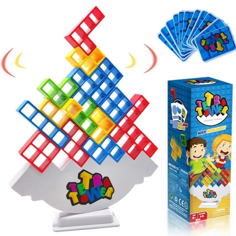 48 Pcs Tetra Tower Stacking Blocks Game, Board Game for 2 Players+ Vacation, Parties, Family Games, Any Age Team Building Blocks Toy