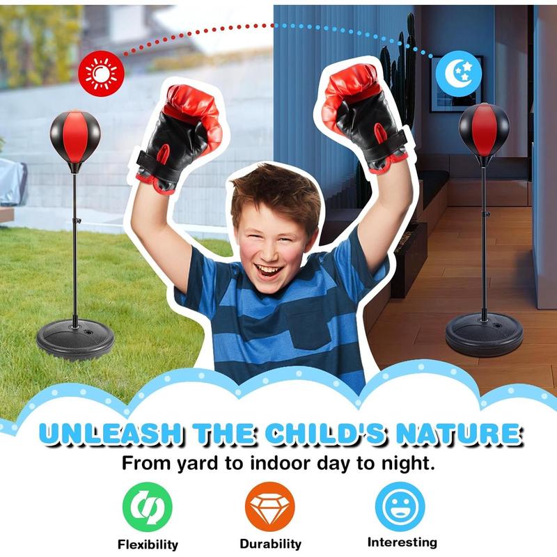 Kids' Punching Bag Set. Adjustable. With Stand & Gloves. 3-10 yrs. Toys & Gifts.