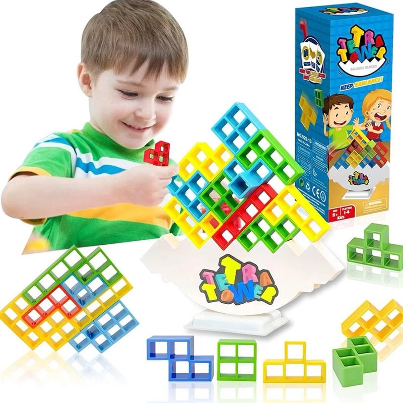 48 Pcs Tetra Tower Stacking Blocks Game, Board Game for 2 Players+ Vacation, Parties, Family Games, Any Age Team Building Blocks Toy