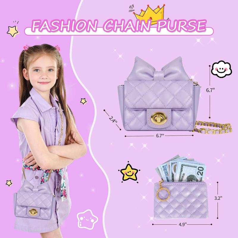 Christmas Little Girl Purse with Kids Makeup Kit, My First Purse Set with Chain Bag and More Pretend Play Toys, Princess Toys Christmas Birthday Gifts for Toddler Girl Age 3-8 (Purple)