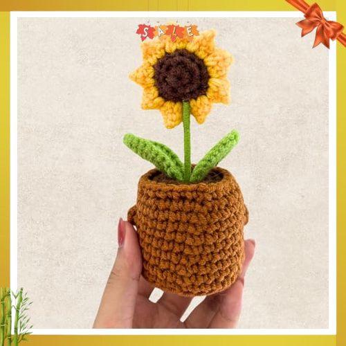 Gossby Positive Sunflower Doll Crochet Plant with Card - Appreciation Thank You for Being an Important Part Gift for Coworker, Sister Best Friend, Teacher - Christmas, Birthday Gift for Women, Men