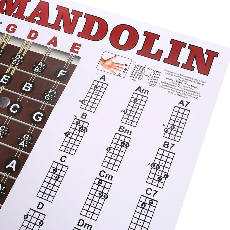 Mandolin Chord Chart Poster, Wall Chart for Comprehensive Reference Guide of Easy Chord Diagrams, Fingerings Practice, Circle of Fifths for Beginner