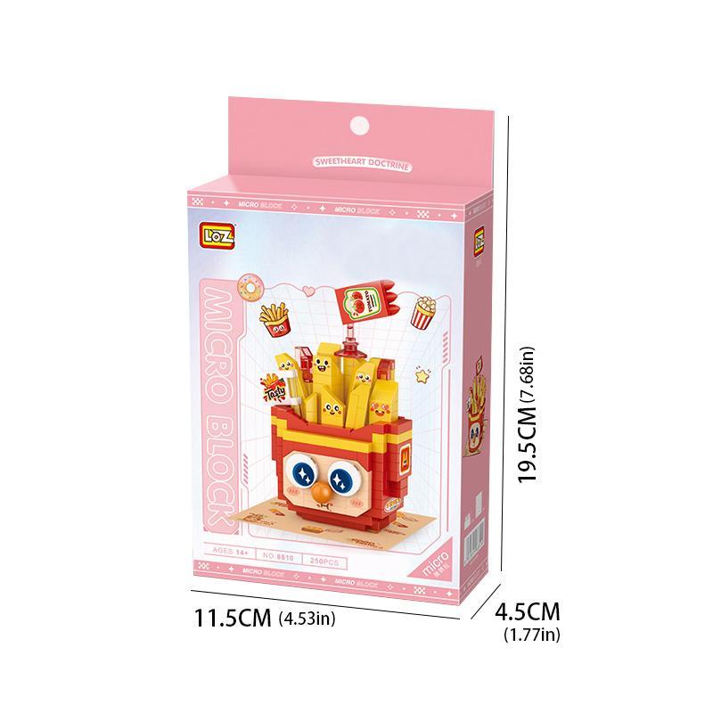 250pcs set French Fries Design Building Block, Cute Home Decorative Ornament, Creative Miniature Food Building Block Toy For Kids