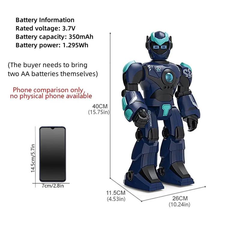 Smart Voice Dialogue Robot Model, 1 Set Remote Control Programming Gesture Sensor Children Electric Toy, USB Rechargeable Robot Toy, Stocking Fillers Gift