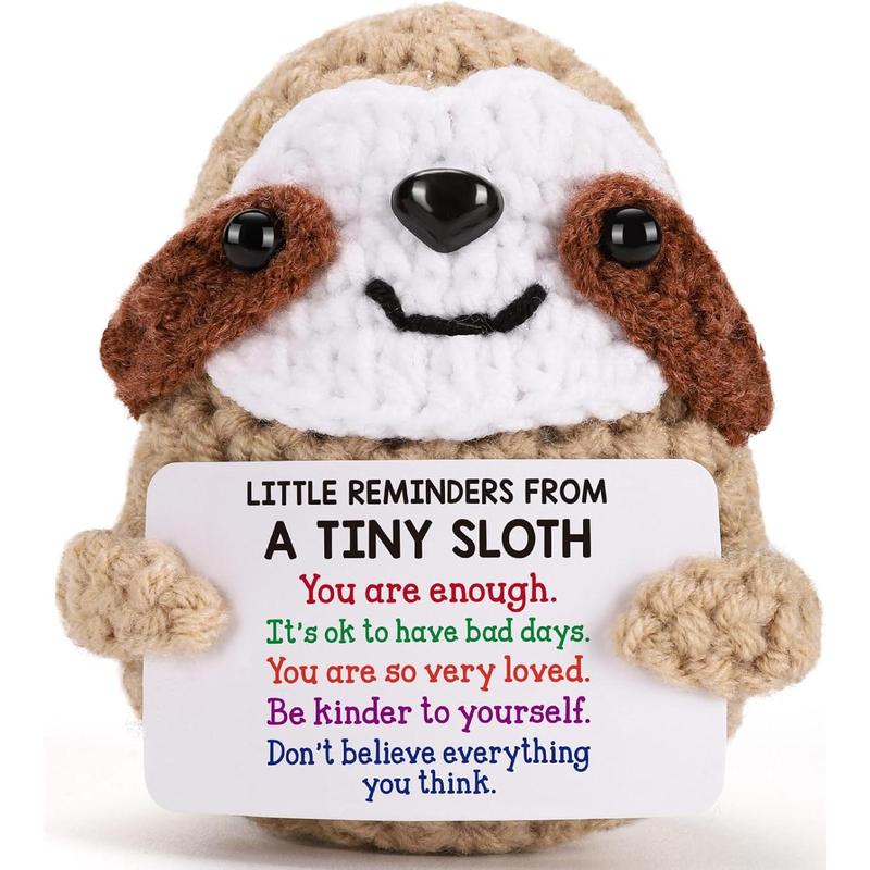 Handmade Little Reminders Emotional Uplifting Support Mental Health Knitted Sloth for Women College Student Birthday Graduation Gift Christmas Gift