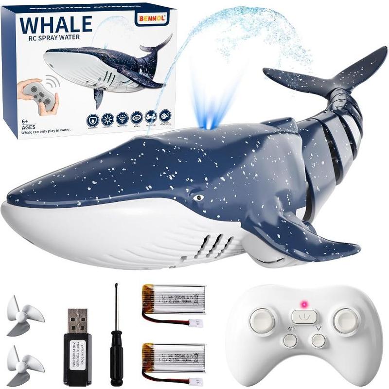 Remote Control Shark Toys,1:18 Scale High Simulation Shark for Pool, Electric RC Shark Fish Toys with Light & Spray Water Function for 4 5 6 7 8 9 Year olds Kid Boys Girls