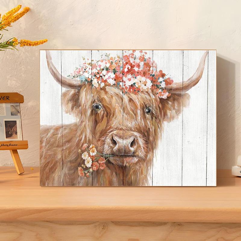 Colorful Cow Pattern DIY Oil Painting Without Frame, DIY Paint By Number Hanging Kit For Beginner, DIY Home Decor