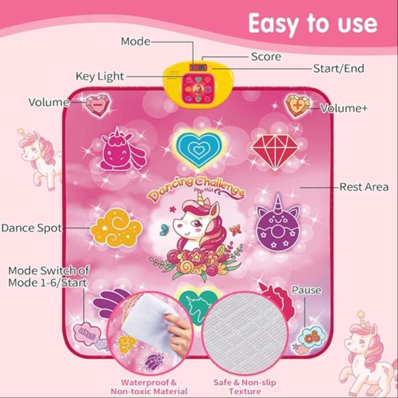 Unicorn Pattern Dance Mat, 1 Count Simulation Music Dance Game Mat, Multi-functional Game Blanket, Children's Dance Game Dance Mat