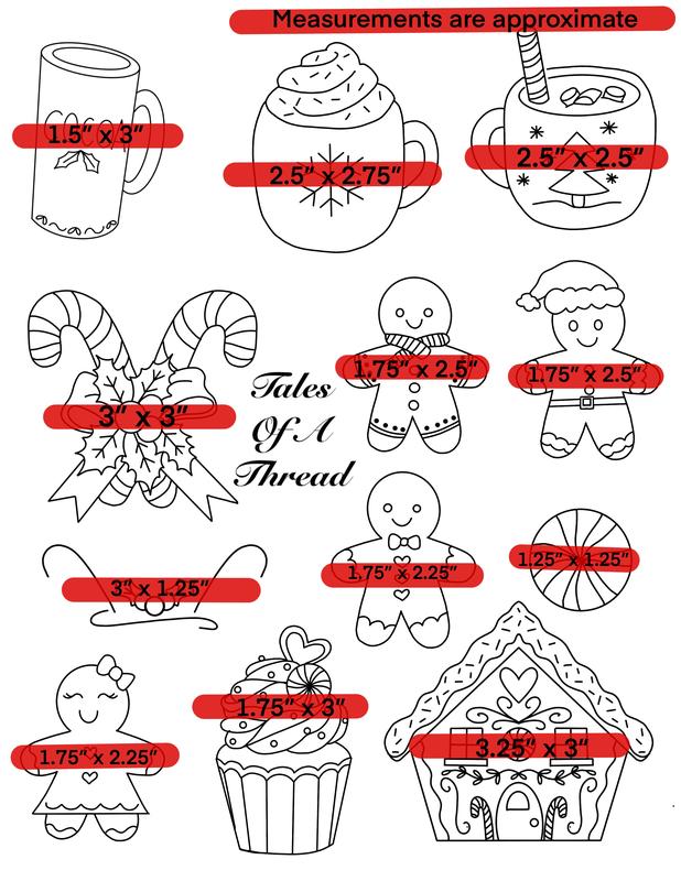 Stick and Stitch Cozy Holiday Baking Hand Embroidery Water Soluble Designs for Hoops, Clothes, Totes, Hats, Caps, T-Shirts, Sweatshirts