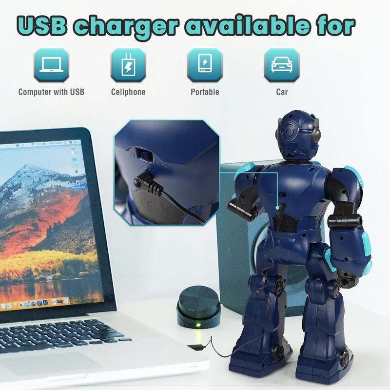 Smart Voice Dialogue Robot Model, 1 Set Remote Control Programming Gesture Sensor Children Electric Toy, USB Rechargeable Robot Toy, Stocking Fillers Gift