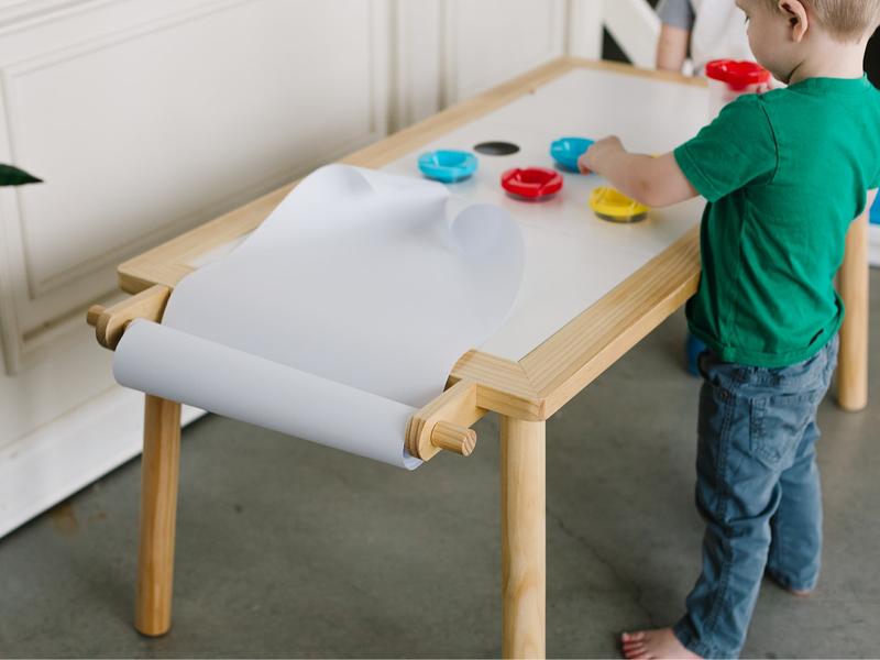 Beright Painting Art Sensory Table with Paper Roll & Paint Cups + Bins - Multifunctional Children's Table