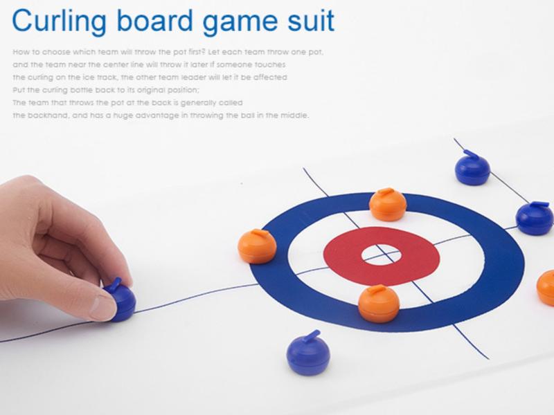 Curling Board Game Set , Tabletop Curling Game for Kids, Adults & Family. Fun Indoor Sports Game for Everyone. Come with 16 Tabletop Curling Stones. Easy to Set Up, Play & Portable.