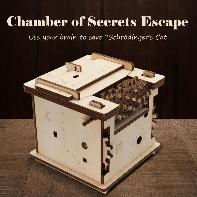 BoBo Adventure Wooden Puzzle Box - Schrödinger's Cat Cluebox - 3D Escape Room Game for Adults - Unique Brain Teaser & Treasure Box - Wooden Money Holder, Perfect Birthday Gift for Men and Women