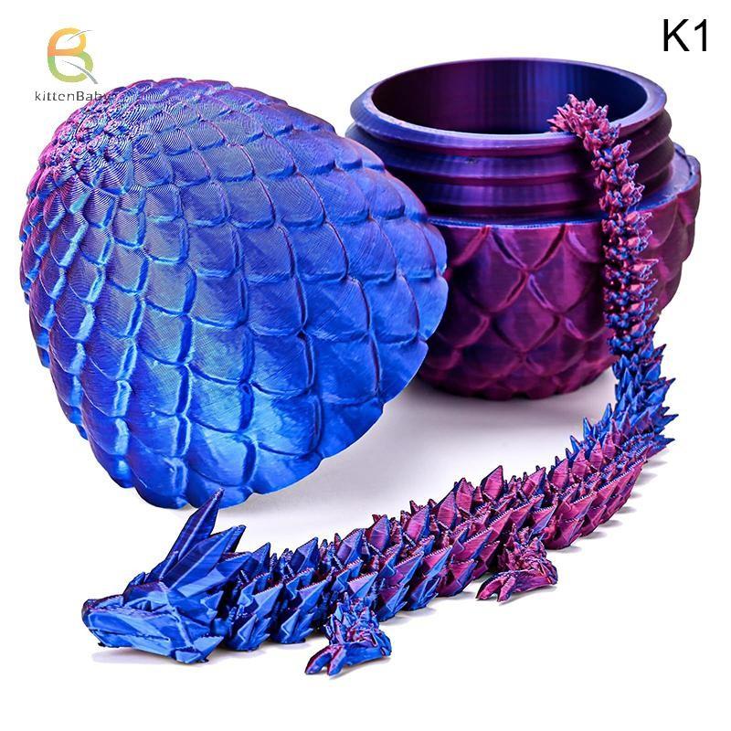 3D Printed Dragon In Egg Toy Full Articulation Dragon Home Office Rotatable Joint Dragon Egg